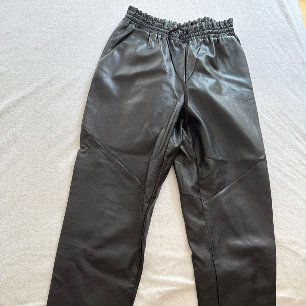 Black Faux Leather Joggers